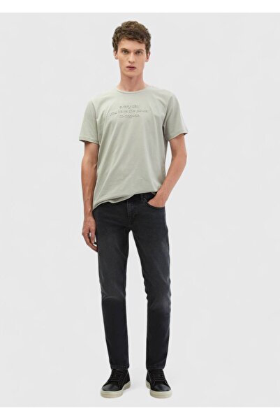 Ramsey Light Gray Printed Crew Neck 100% Cotton T-Shirt