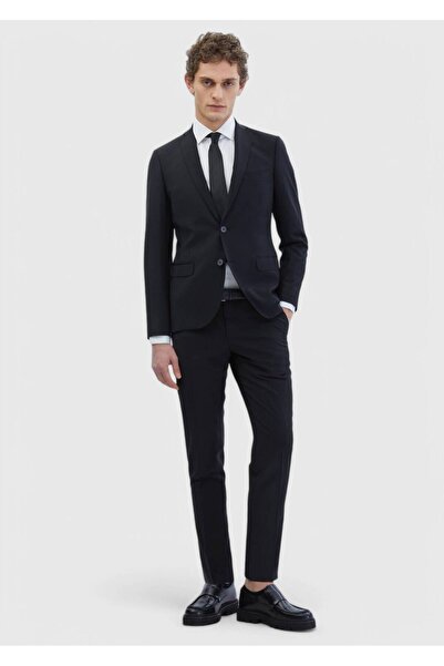 Ramsey Black Solid Fashion Slim Fit Wool Blend Suit