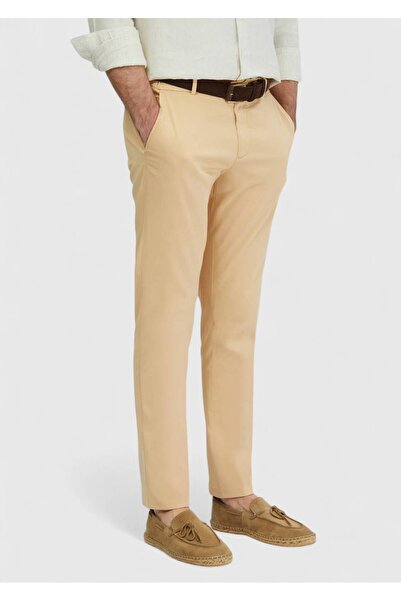 Ramsey Saffron Plain Woven Jogging Fit Casual Cotton Blend Pants