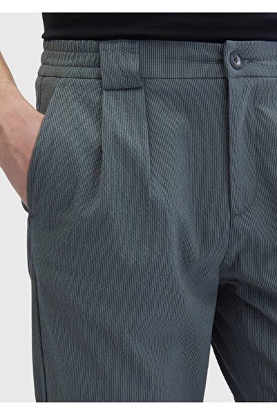 Ramsey Χακί ριγέ υφαντό παντελόνι Jogging Fit Casual