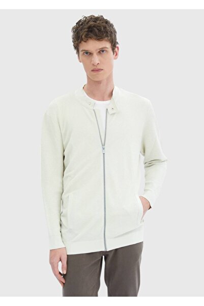 Ramsey Crew Neck Stone Colored Plain Knit Cardigan