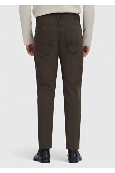 Ramsey Khaki Straight Woven Slim Fit Casual Cotton Blended Pants