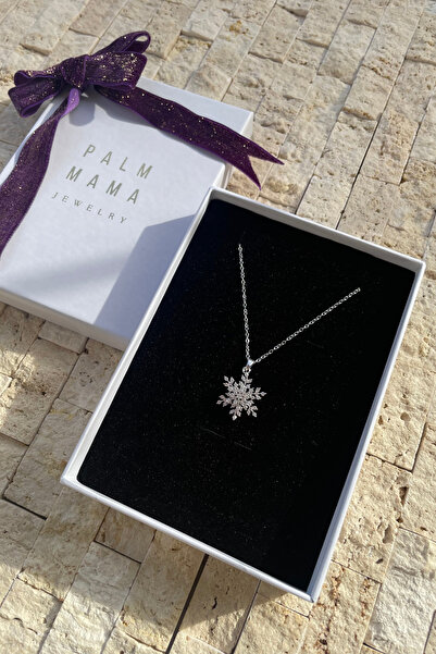 PALMMAMA Palm Mama Jewelry Kar Tanesi Gümüş Zirkon Taşlı Paslanmaz Çelik Hedi...