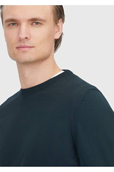 Ramsey Πράσινο πουλόβερ με λαιμόκοψη από μασίφ πλεκτό μάλλινο πλεκτό πουλόβερ