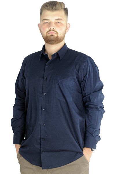 ModeXL Cămașă clasică de buzunar pentru bărbați Mode Xl Plus Size Lycra 20350 Bleumarin