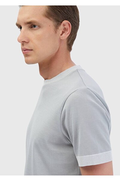 Ramsey Light Gray Plain Crew Neck 100% Cotton T-Shirt