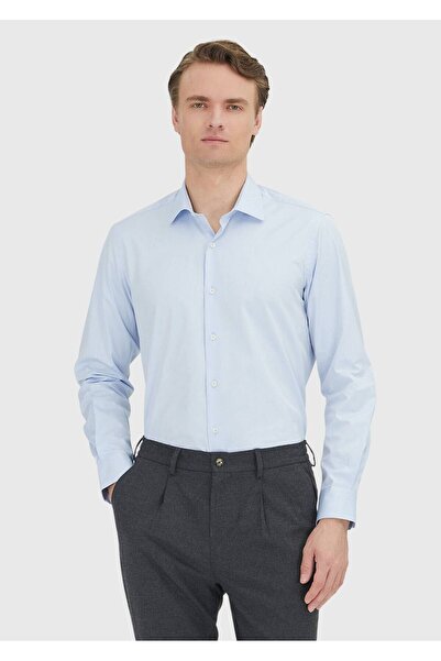 Ramsey Light Blue Regular Fit Woven Classic 100% Cotton Shirt