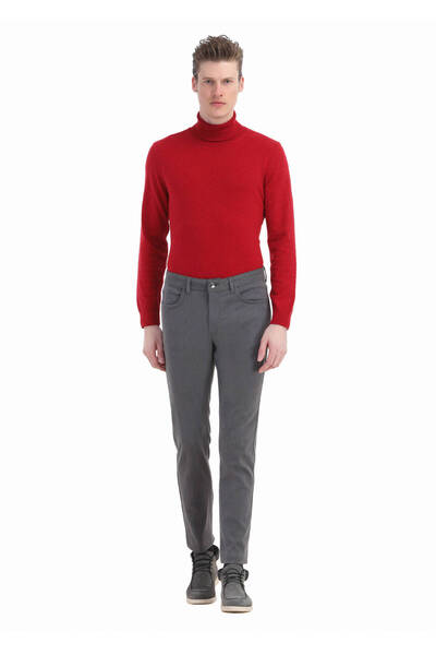 Ramsey مزيج القطن ذو المقاس النحيف باللون الرمادي الداكن - بنطال كاجوال منقوش