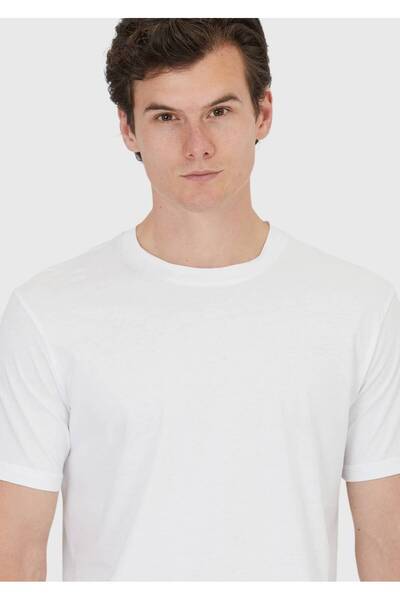 Ramsey White Plain Crew Neck 100% Cotton T-Shirt