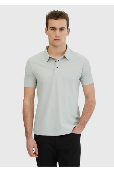 Ramsey Light Gray Plain Polo Neck T-Shirt