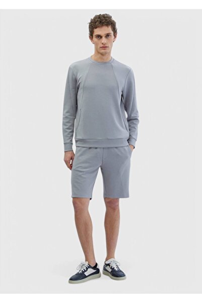 Ramsey Light Gray Crew Neck Plain Sweatshirt