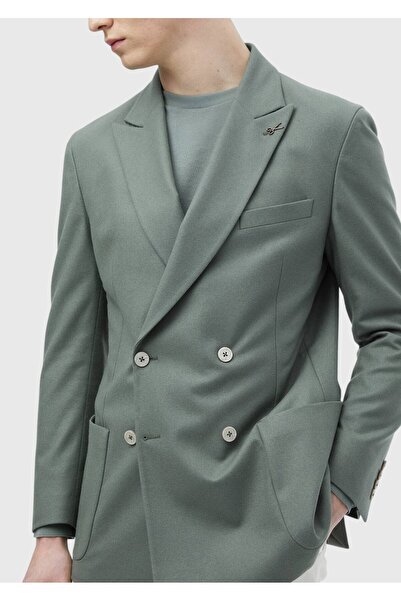 Ramsey Light Green Plain Shirt Shoulder Slim Fit Wool Blend Jacket