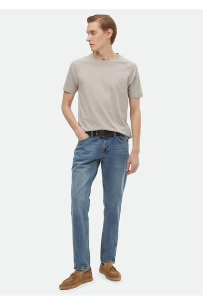 Ramsey Crew Neck Light Gray Printed 100% Cotton T-Shirt