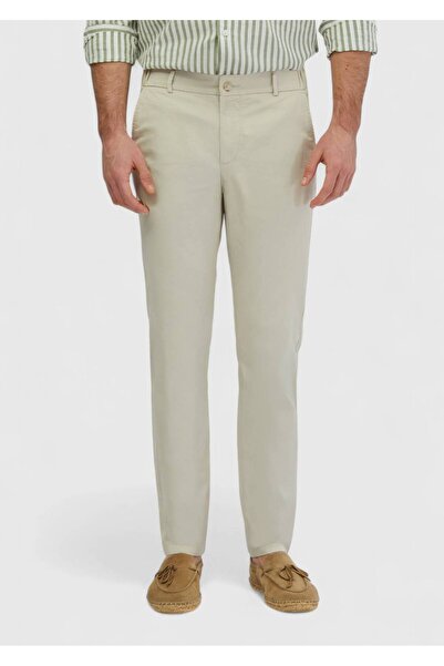 Ramsey Παντελόνι Casual Cotton Blend με πέτρινο ίσιο υφαντό Jogging Fit