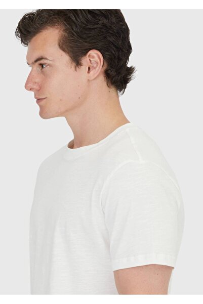 Ramsey Ecru Plain Crew Neck 100% Cotton T-Shirt