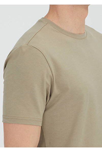 Ramsey Camel Hair Straight Crew Neck Cotton Blend T-Shirt