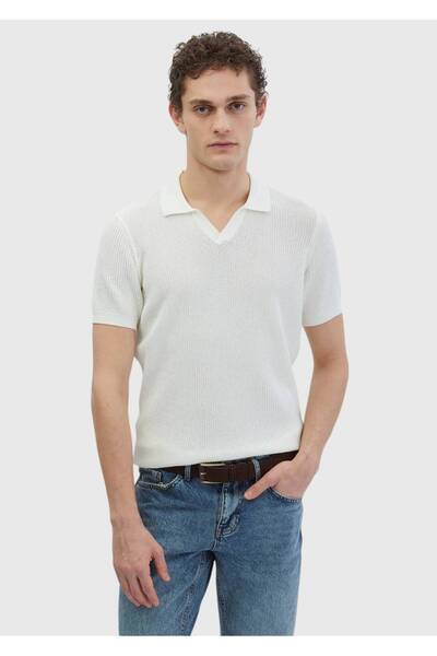 Ramsey Білий поло з жакардовим коміром