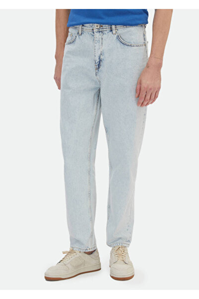 Ramsey Μπλε ίσιο Loose Fit τζιν 100% βαμβακερό παντελόνι