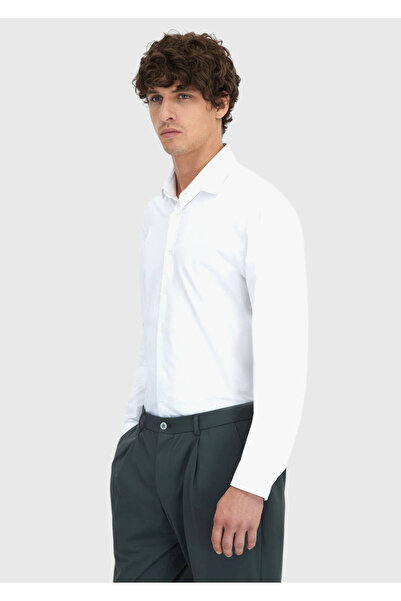 Ramsey Λευκό πουκάμισο με κανονική εφαρμογή, casual βαμβακερό πουκάμισο