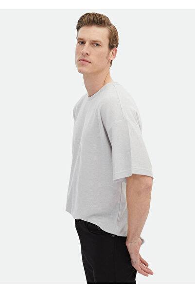 Ramsey Μπλουζάκι Crew Neck Ανοιχτό Γκρι Ζακάρ 100% Βαμβάκι