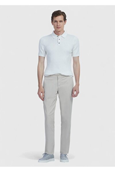 Ramsey White Polo Neck Jacquard Cotton Blended Knitwear