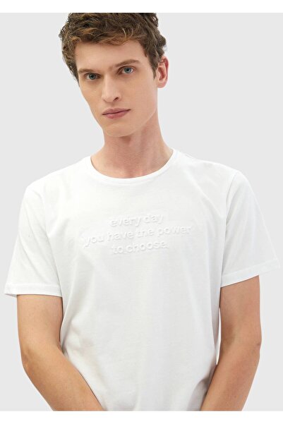 Ramsey White Printed Crew Neck 100% Cotton T-shirt