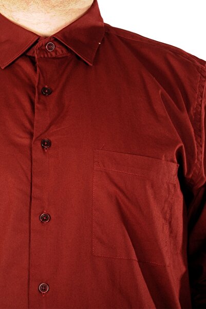 ModeXL Mode Xl Large Size Men's Classic Pocket Shirt Lycra 20350 Claret Red