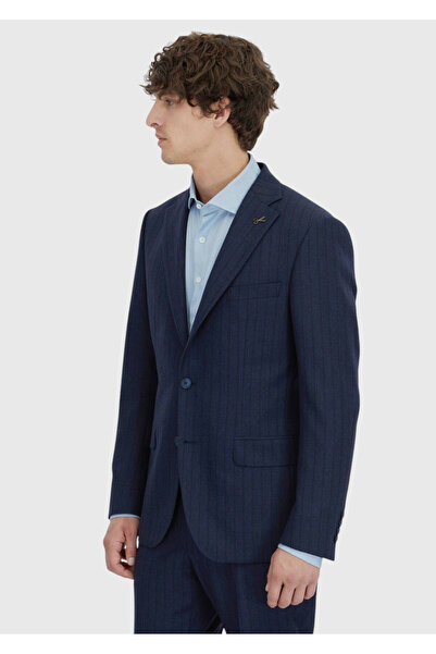 Ramsey Navy Blue Striped Zeroweight Slim Fit 100% Wool Suit