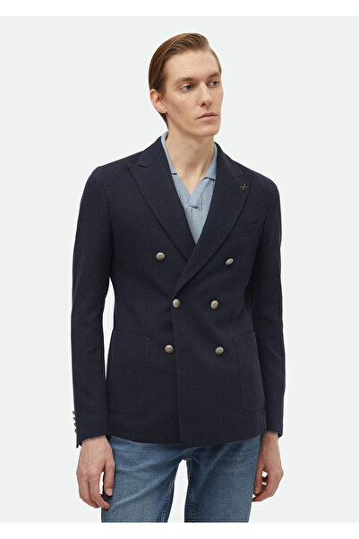 Ramsey Μπουφάν με λεπτή εφαρμογή με βαμβακερό μείγμα Navy Blue