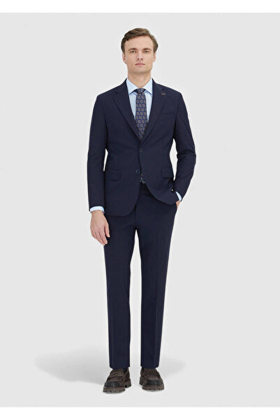 Ramsey Dark Navy Plain Zeroweight Slim Fit Wool Blend Suit