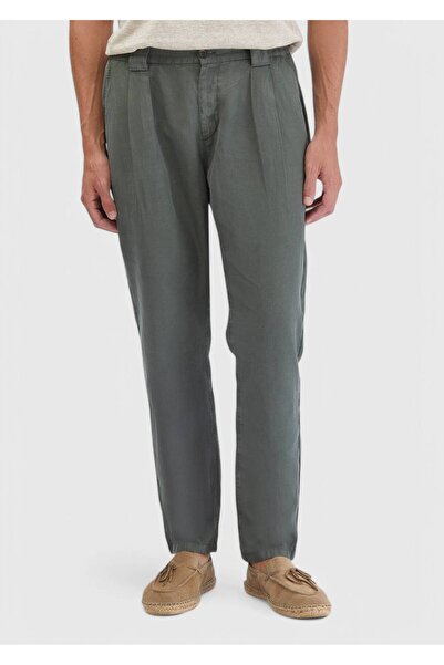 Ramsey Χακί ίσιο υφαντό Jogging Fit Casual βαμβακερό παντελόνι