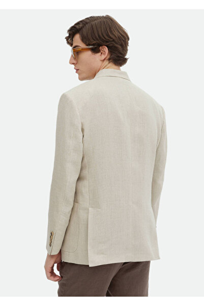Ramsey Beige Plain Oversize Fit 100% Linen Jacket