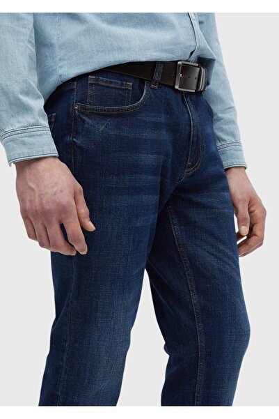 Ramsey Παντελόνι με μείγμα βαμβακιού τζιν με ίσια λεπτή εφαρμογή Navy Blue