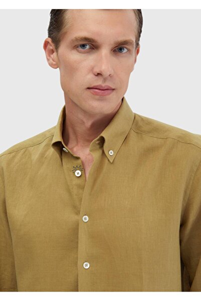 Ramsey Πουκάμισο Oil Green Plain Casual Fit Woven Casual βαμβακερό μείγμα