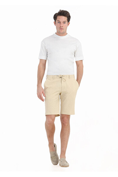 Ramsey Casual Yellow Striped Cotton Blend Jogging Bermuda