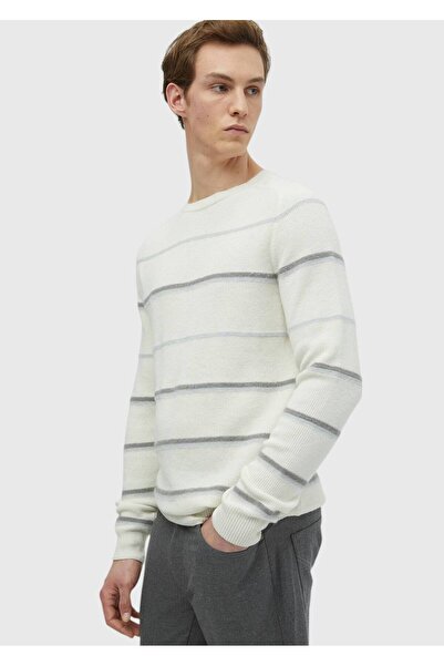 Ramsey Екрю велосипедний комір смугастий вовняний трикотажний светр