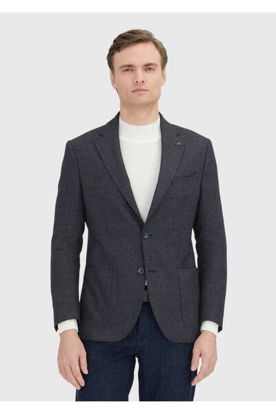 Ramsey سترة من مزيج الصوف منقوشة باللون الرمادي