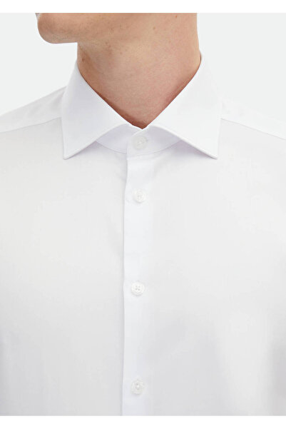 Ramsey Κλασικό λευκό βαμβακερό πουκάμισο με λεπτή εφαρμογή