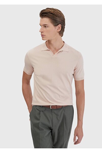 Ramsey Πλεκτό πλεκτό ροζ πόλο με λαιμόκοψη