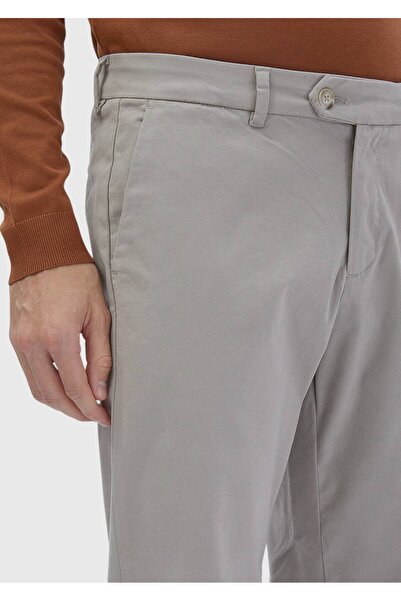 Ramsey Beige Plain Woven Regular Fit Casual Cotton Blended Trousers