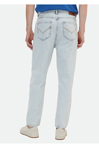Ramsey Μπλε ίσιο Loose Fit τζιν 100% βαμβακερό παντελόνι