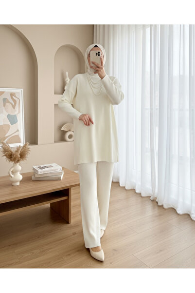 Modamorfo Ecru Knitwear Set - Half Throat