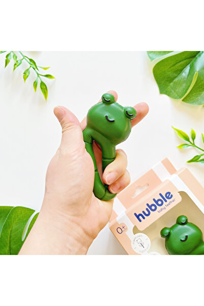 Hubble Bebek Diş Kaşıyıcı Ve Oyuncak - Kurbağa Halkalı Dişlik (%100 DOĞAL KAUÇUK)