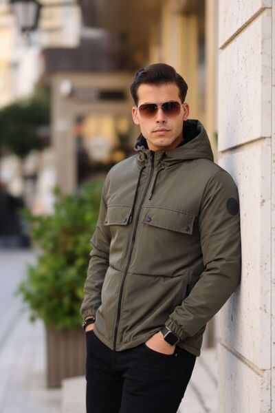 comstar Водонепроникний плащ з капюшоном і кишенями, хакі