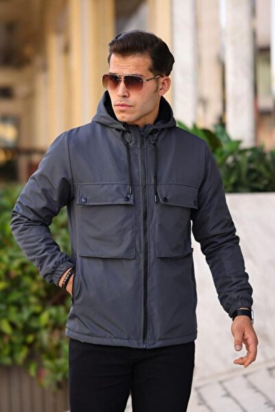 comstar Чоловічий водонепроникний плащ з капюшоном, кишенями та рукавами з хутром