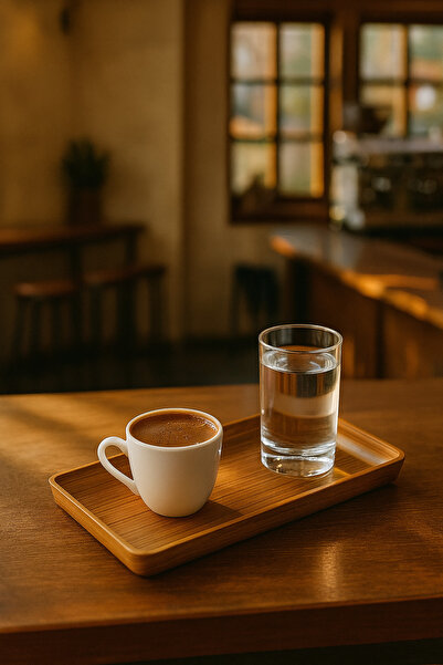 CASTEROLİ Ahşap Görünümlü Küçük Boy Dikdörtgen Servis Tepsi - 10,5X24,5X2,5 CM