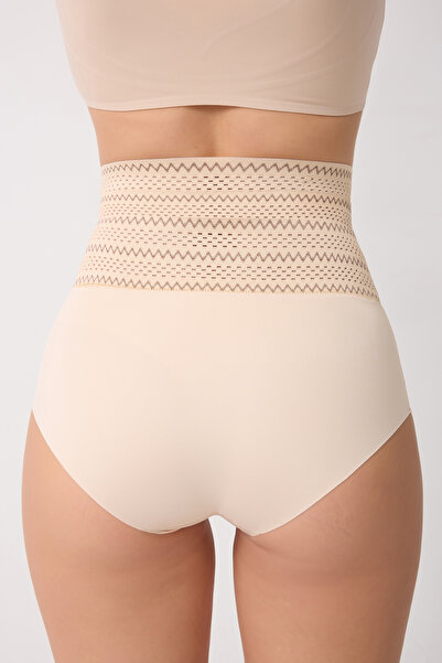 MİSTİRİK Lippo Model Beli Patterned Abdomen and Belly Shaping / Sculpting Panty Corset Skin Color