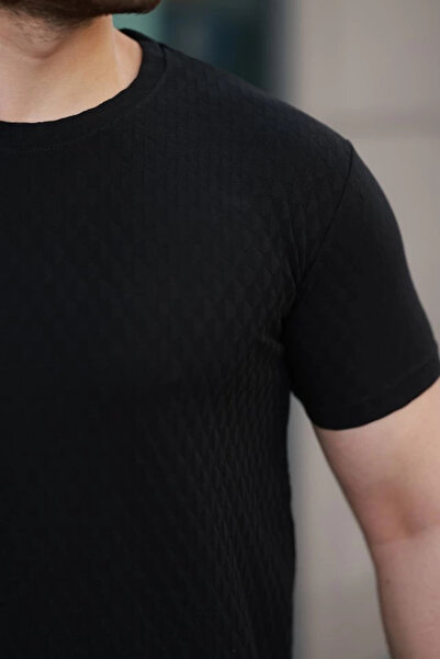 HAZEGO Tricou bărbătesc cu mânecă scurtă și model de diamant