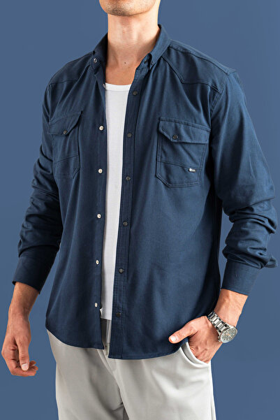 bombe Men's Slim Fit Denim Shirt