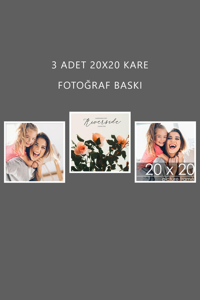 yhfoto 3 ADET 20X20 FOTO BASKI - KARE FOTOĞRAF BASKI